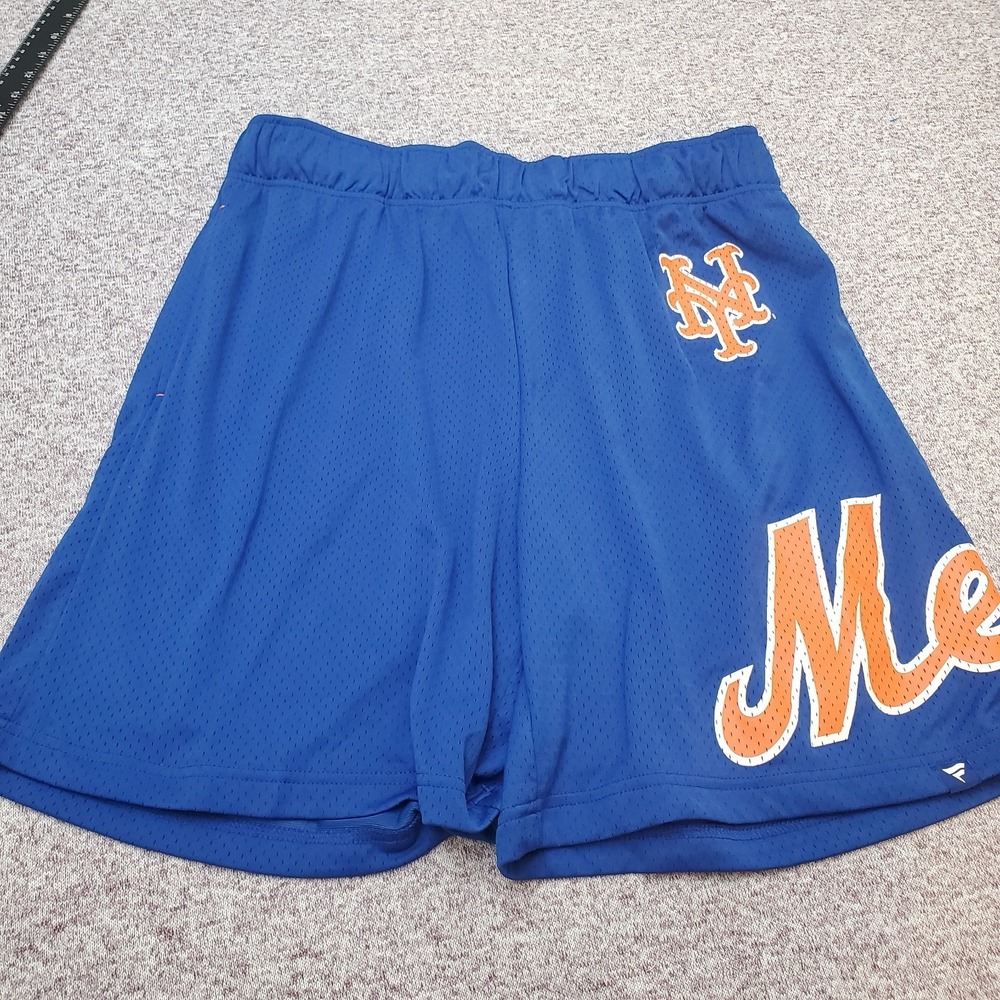 New York Mets Shorts Mens XXL Fantics 2XL Blue - Orange Print - Mesh